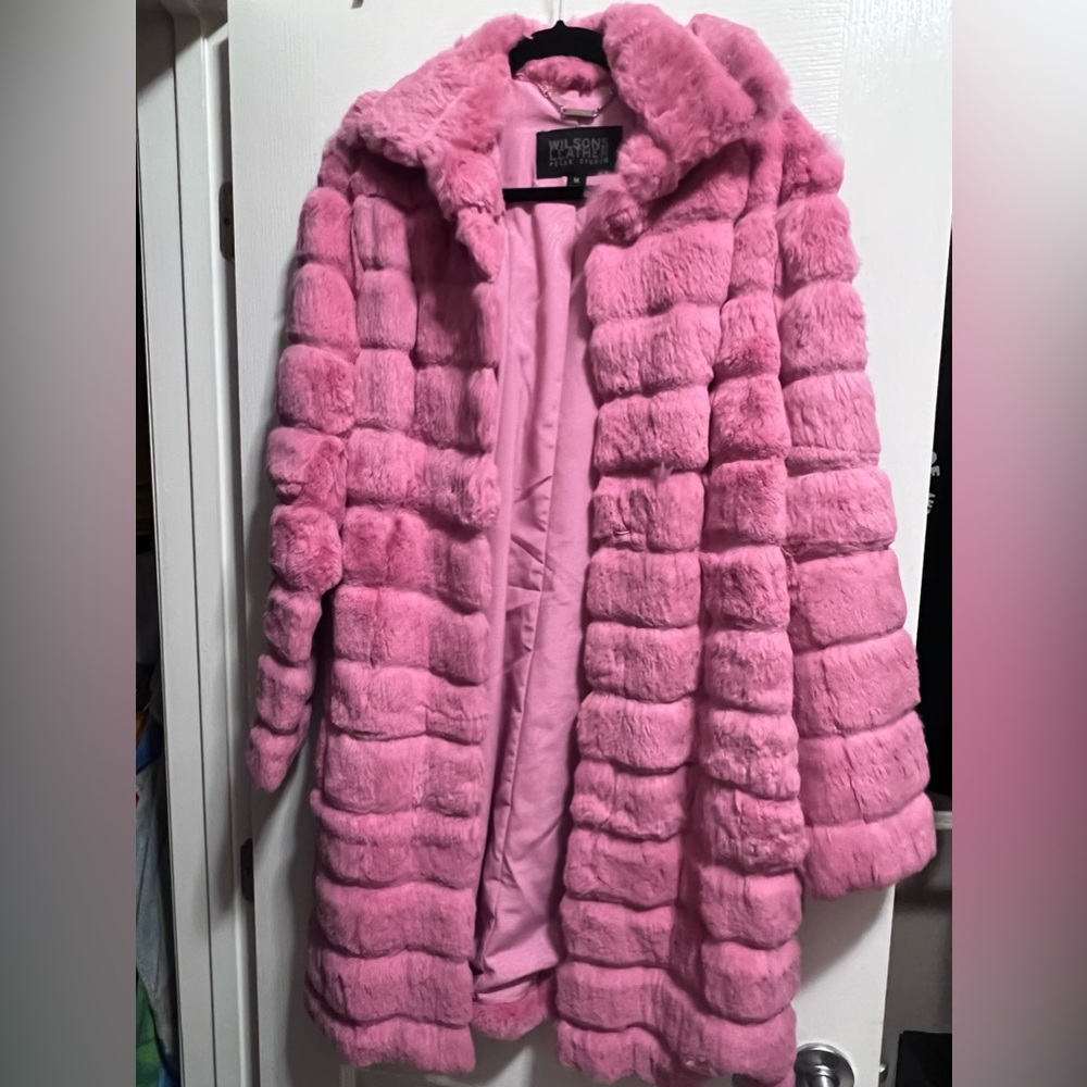 Fluffy pink winter coat